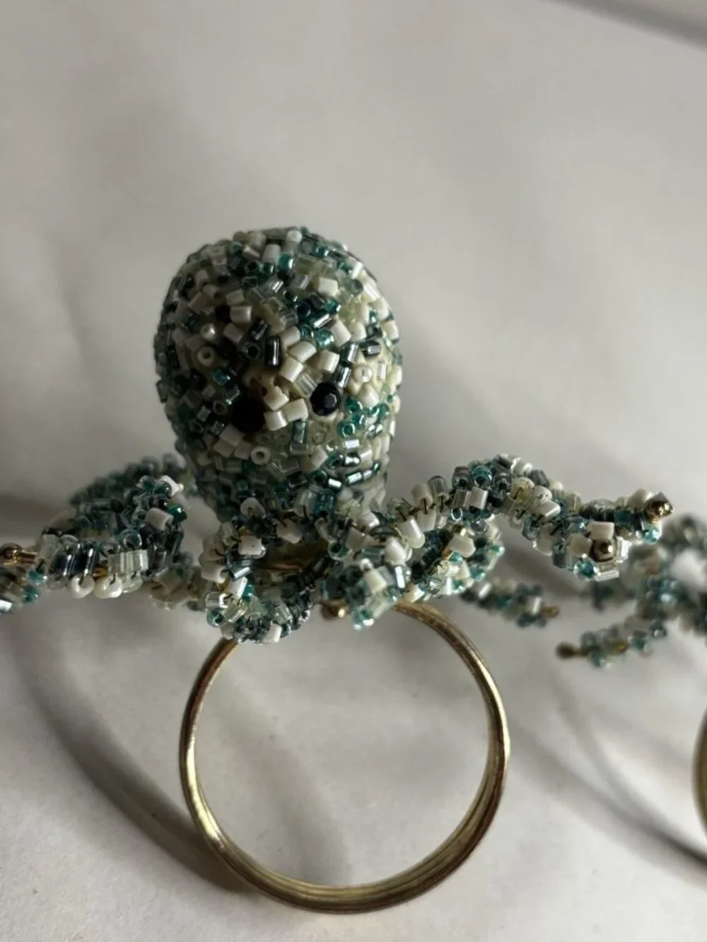 Set of 2 Beaded OCTOPUS Napkin Rings Pier 1 Imports Coastal Beach Decor